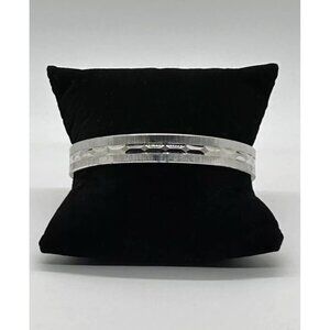 Monet Bangle Bracelet Etched Silver-tone Diamond Cut Design 7.5 inches